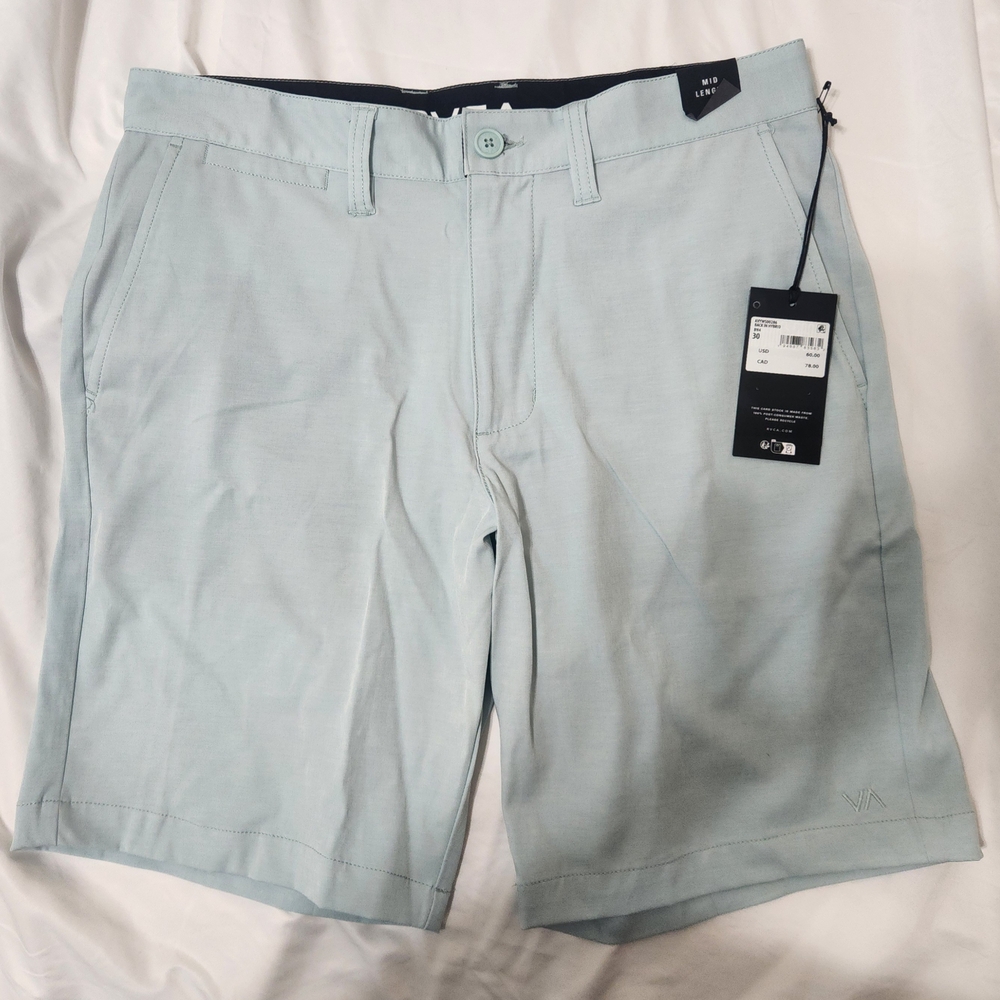 RVCA Men’s Pale Aqua Flat-Front Shorts